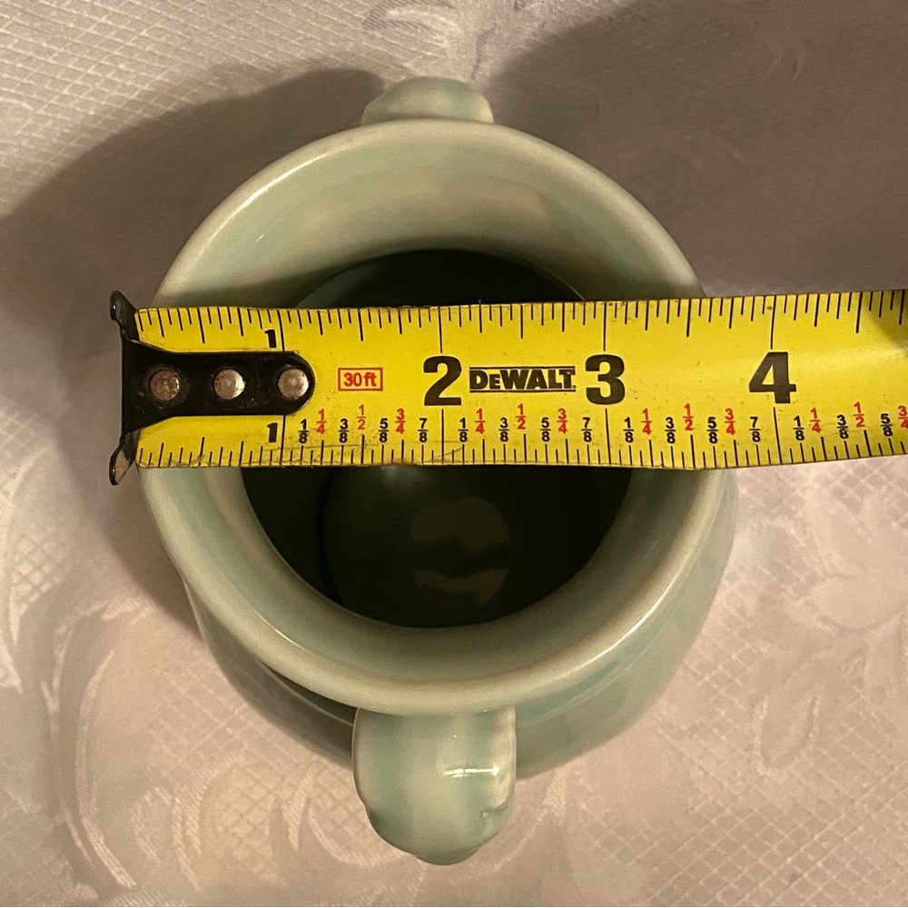 Vintage Celadon Green Vase with Rams Head Handles - Picture 4 of 5